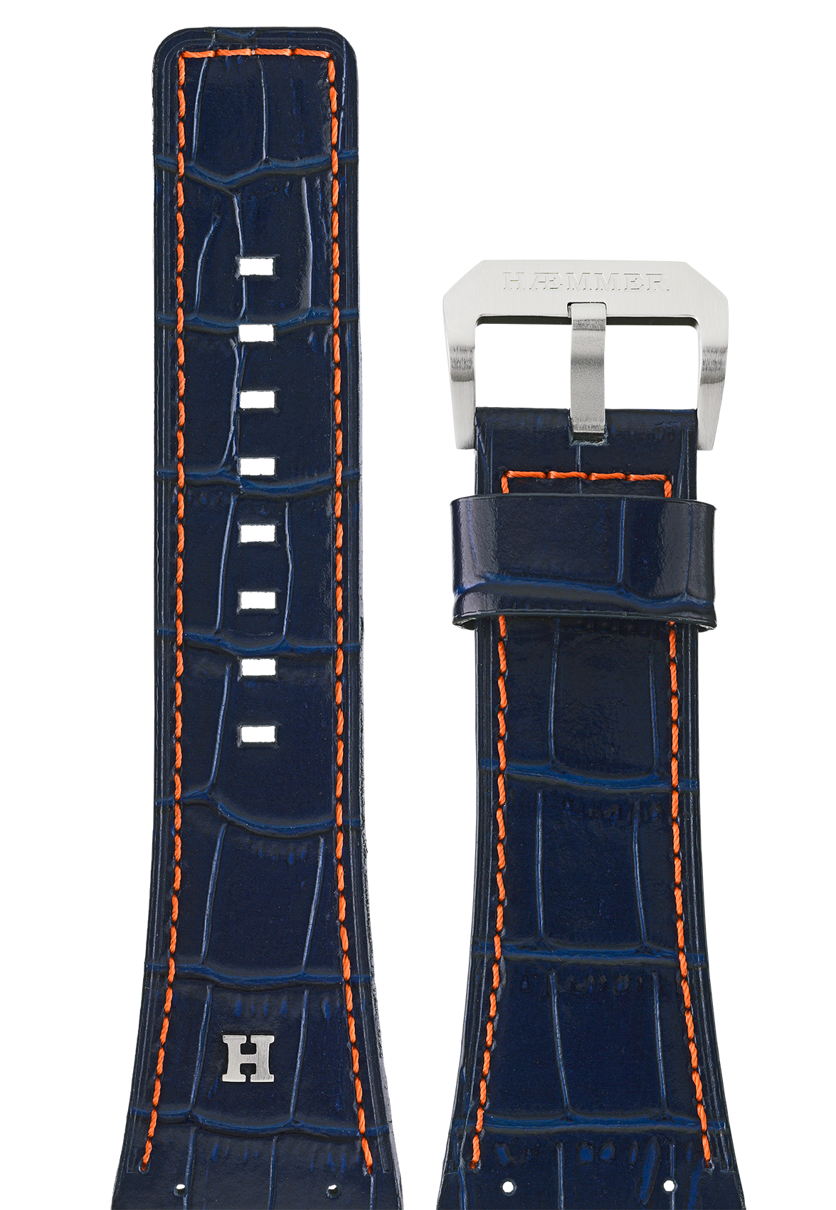 Heren/Donkerblauw Oranje/Staal mat/Geschroefd