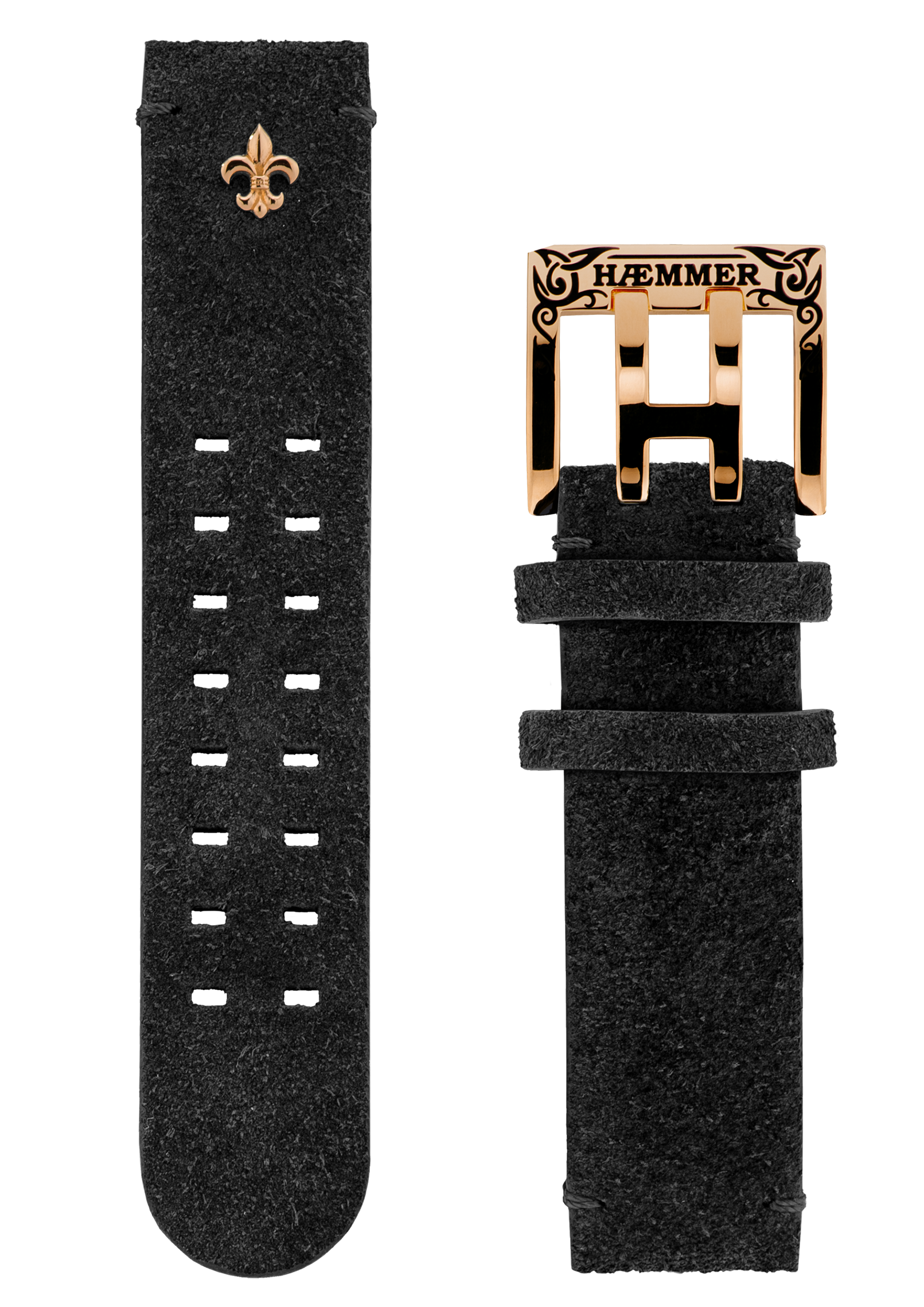 Dames/Nubuck/Zwart/Ingraveerde-afwerking goud/Pushpin	